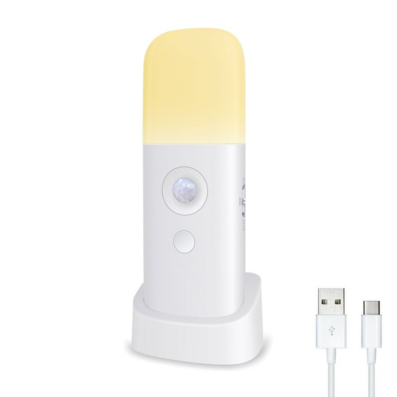 Luce notturna con sensore di movimento per interni, luce LED dimmerabile ricaricabile tramite USB, lampada notturna portatile attivata dal movimento per la camera dei bambini_voghion.com