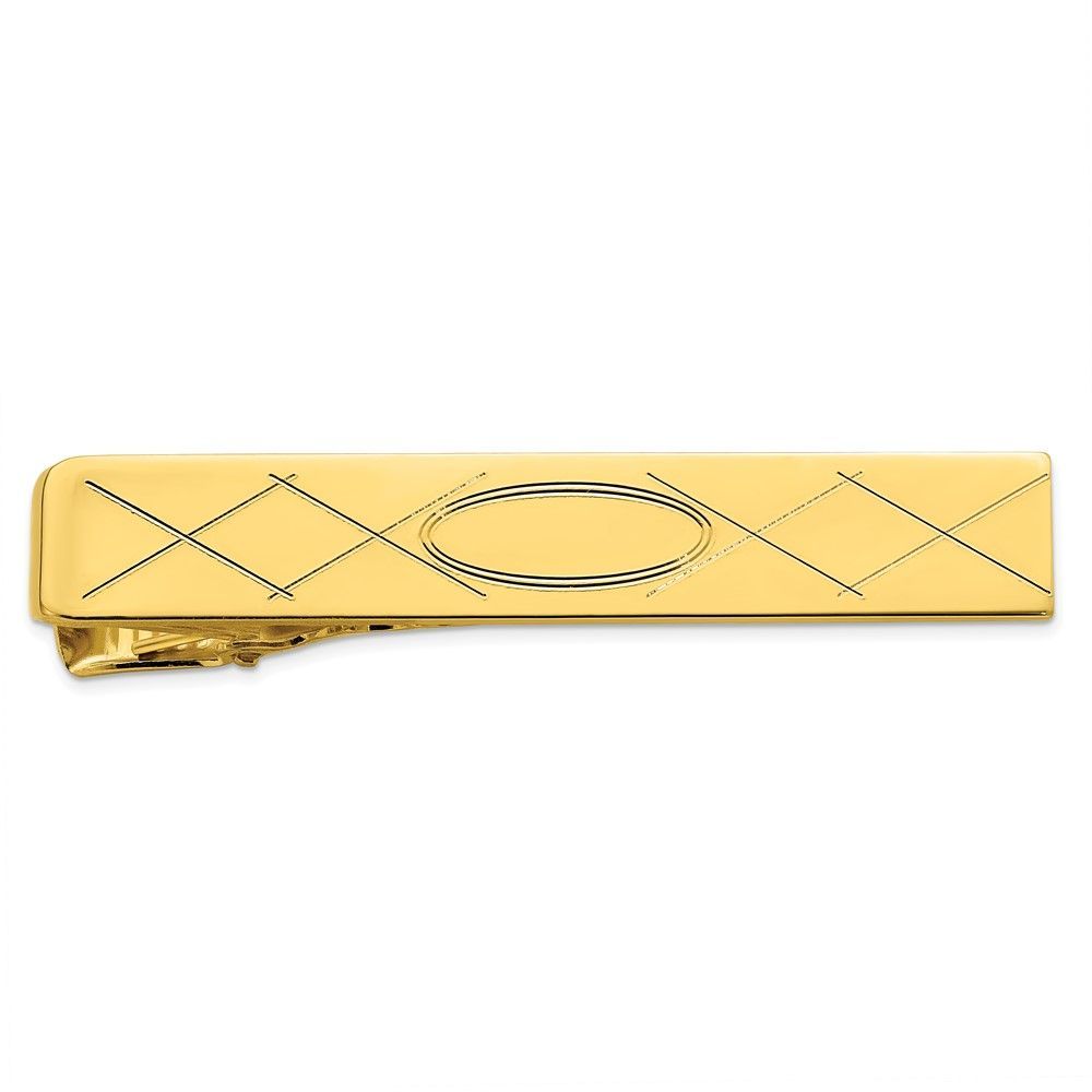 Kelly Waters Gold-plated With Criss Cross And Oval Center Tie Bar_voghion.com