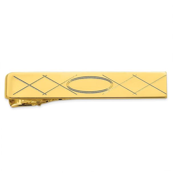 Kelly Waters Gold-plated With Criss Cross And Oval Center Tie Bar_voghion.com