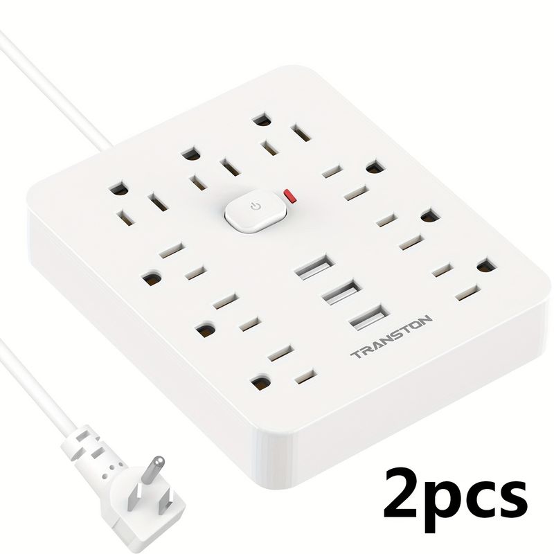 9 Outlets + 3 USB Ports: Fireproof Surge Protector Power Strip With 5ft Extension Cord - Wall Mountable Desktop Charging Station For Home & Office_voghion.com