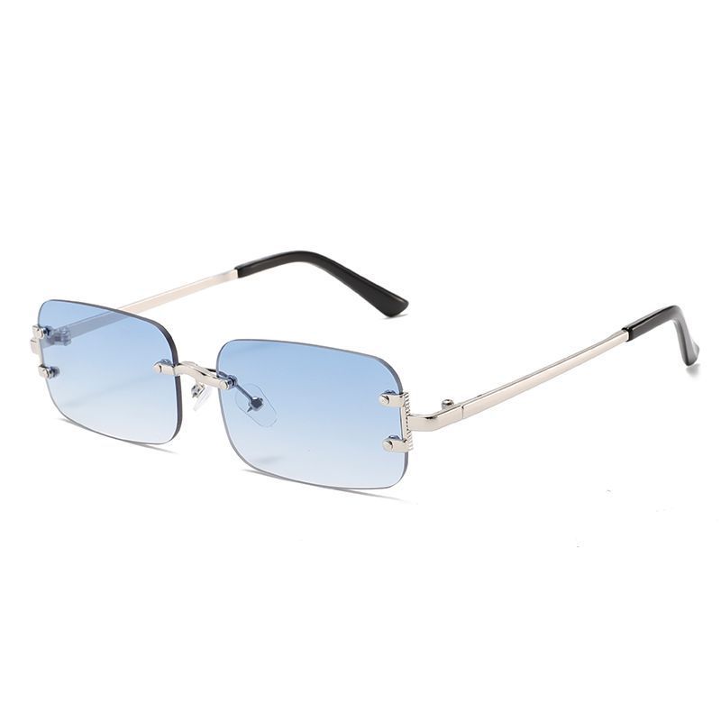 Small Frame Frameless Trimmed Sunglasses 2025 New Temperament High-end Catwalk Sunglasses_voghion.com