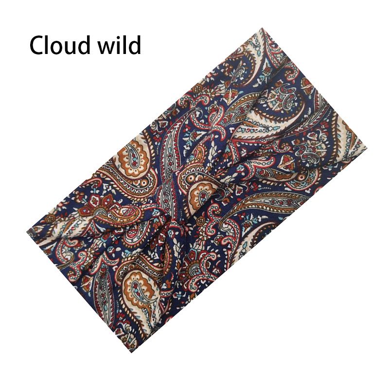 New Bohemian cashew flower wide edge fashionable and sporty headband, headscarf, face wash headband_voghion.com
