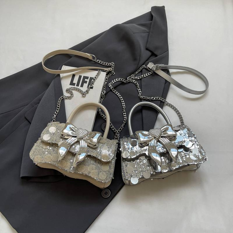 2024 New Women's Handbag, European and American Fashion Trendy Sequin Decoration Bow Lock Shoulder/Crossbody/Handbag_voghion.com