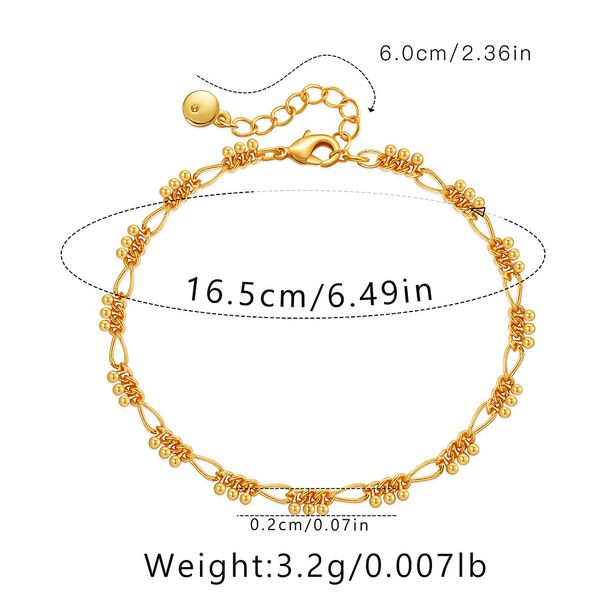 Collana con catena semplice in vero oro placcato in rame K, catena per clavicola con conservazione del colore, piccola palla in oro francese, struttura in metallo, stile freddo e temperamento_voghion.com