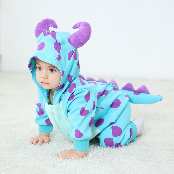 Qiletu Novo Macacão Infantil de Primavera para Bebês, Lindo Macacão de Malha de Algodão Puro, Bolinhas, Monstrinho Total Link_voghion.com