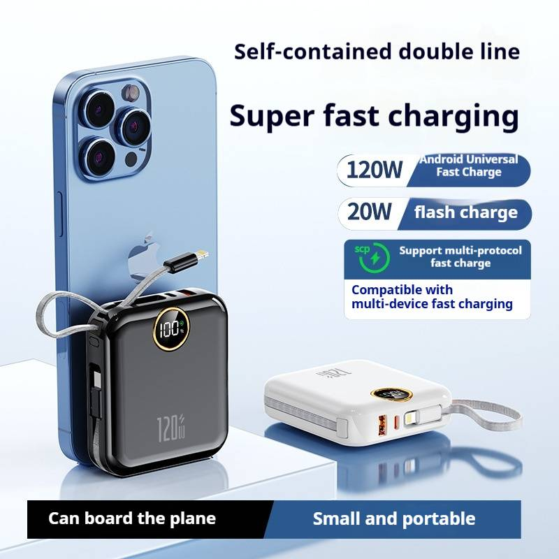 Power Bank da 10000 mAh con cavo integrato - Ricarica super veloce da 120 W, portatile e ad alta capacità (più venduto)_voghion.com