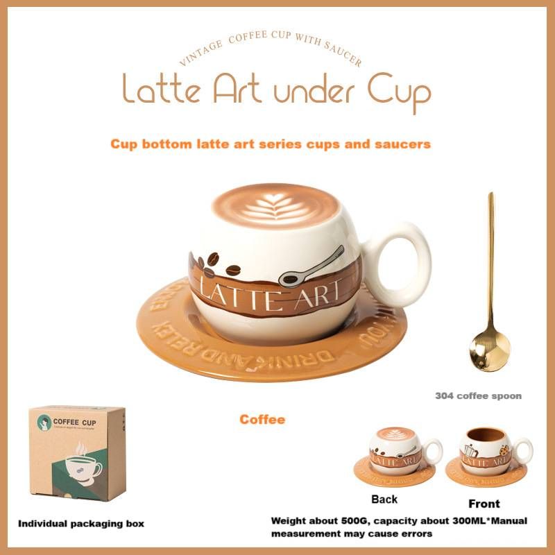 Cup Bottom Pull Flower Cup Creative Gift Couple Home With Spoon Milk Cute Ceramic Panda Coffee Cup And Saucer Set_voghion.com