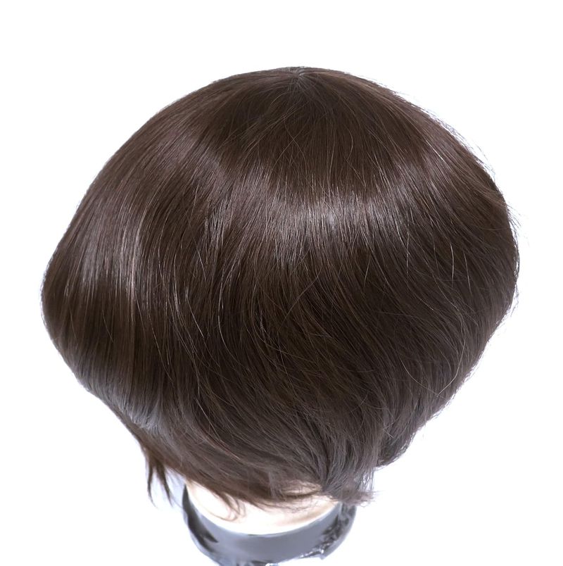 Euro Injection Toupee For Men 100% European Virgin Human Hair Pieces Injection Thin Skin Base Hair Replacement System Men Wigs Darkest Brown Color #2_voghion.com