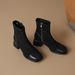 Cameido Women'S Studded Square Toe Chunky Heel Short Boots Slimming Elastic Mid Heel Versatile For Autumn And Winter_voghion.com