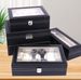 Boîte de rangement pour montres en similicuir noir avec serrure - Organiseur à 2/3/5/10/12 emplacements, couvercle en verre, doublure douce, idéale pour présenter montres, bijoux et accessoires_voghion.com