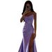 Satin Ruched Mermaid Evening Dress – Strapless High-Slit Formal Gown, Bodycon Elegance For Prom, Wedding & Parties_voghion.com