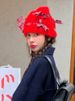 Annual Design Red Plaid Bow Knit Women's Hat, Autumn And Winter Warm Hat, Suitable For Large Head Circumference, 2025 New Warm Hat._voghion.com