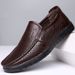 Men's Hollow Leather Driving Casual Trendy Hole Shoes Summer New Large Size Low-Top Slip-On_voghion.com