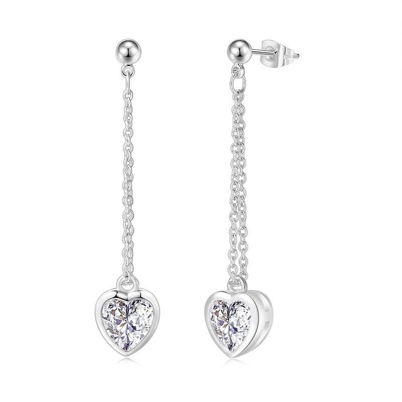 Set di gioielli da donna, collana e orecchini con ciondolo in zircone a forma di cuore semplice alla moda per le donne, set di gioielli di fidanzamento placcati in oro_voghion.com