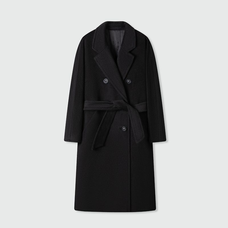 Damenbekleidung ​​Luxuriöser, langer Mantel aus Kaschmir- und Wollmischung für Damen – eleganter Trenchcoat-Stil mit Gürtel, zweireihig, Oversize-Passform​​_voghion.com
