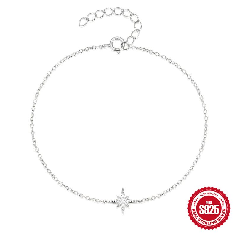Bracciale da donna in argento sterling 925 con diamanti a forma di stella ottagonale, con design di nicchia e personalità temperante_voghion.com