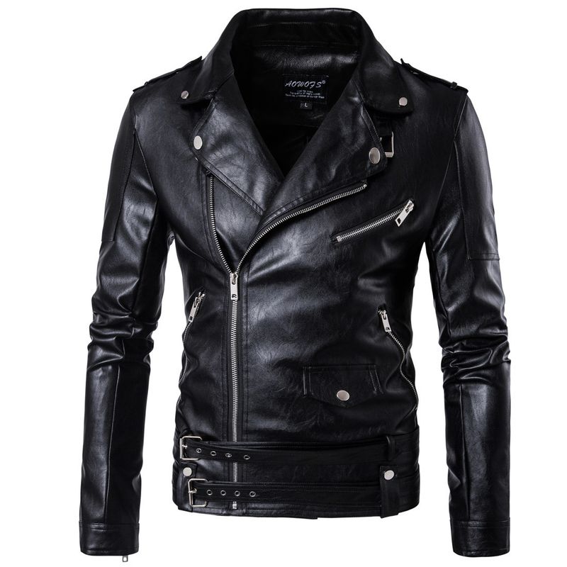 Herrenbekleidung Mode Punk Herren Leder Carly Pi Motorrad Leder Slim Harley Lederjacke_voghion.com