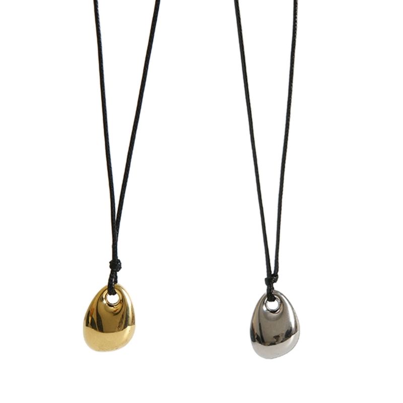 Ready Stock PU Lederband Halskette unregelmäßige Bean Anhänger Schlüsselbein Kette Schmuck Zubehör_voghion.com