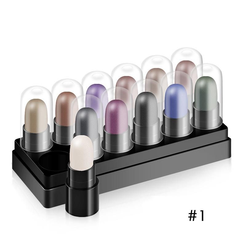 Farben/Set Wasserdicht 12 Perlglanz-Lidschattenstift Dauerhafter Glitzer-Schimmer-Lidschattenstift Textmarker S_voghion.com