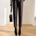 "Winter High-Waisted Tapered Pants – Stretch Wool-Like Trousers (Black & Charcoal)"_voghion.com