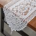 French Country Lace Table Runner - White Boho Tassel Trim, Vintage Style For Dining & Coffee Table Decor, Farmhouse Chic_voghion.com