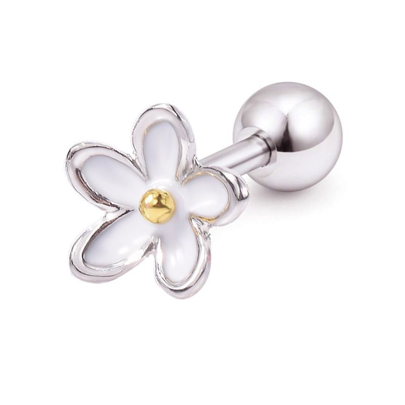 Orecchini in acciaio inossidabile, nuovi orecchini a bottone con zirconi a forma di fiore, piccoli orecchini a bottone con osso dell'orecchio_voghion.com