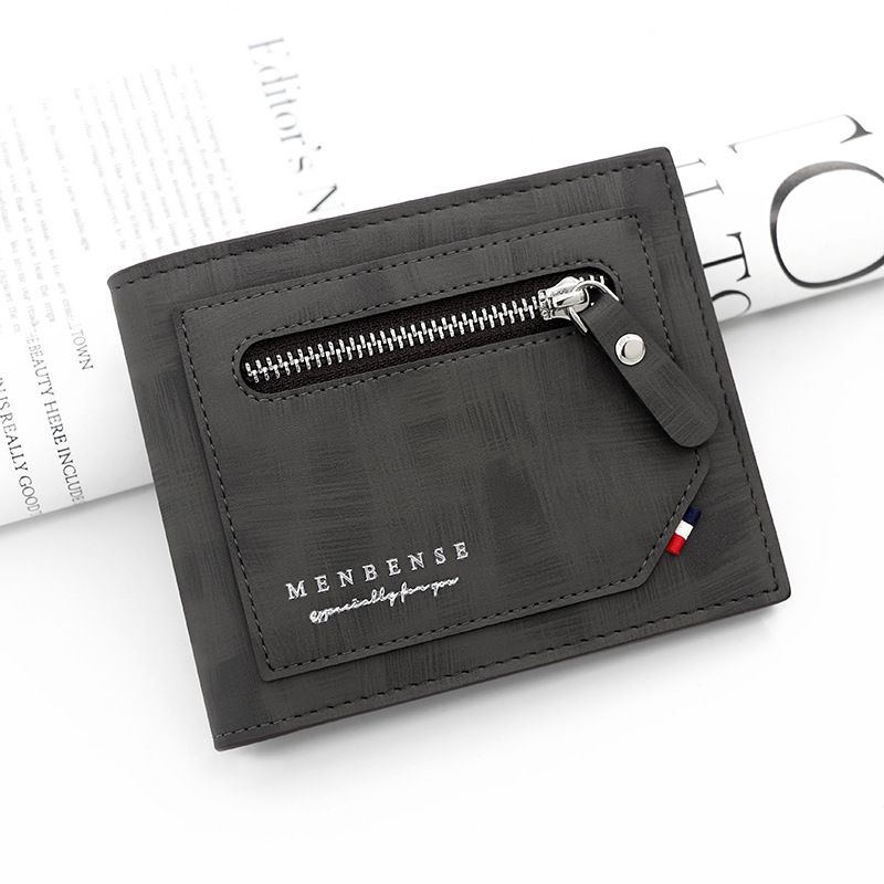 Portafoglio da uomo con cerniera, corto opaco, con cerniera, multi-slot per carte di credito e tasca portamonete con cerniera, in TPU esterno goffrato_voghion.com