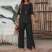 Women's Clothing Trousers Suit Elegant Fashion Casual Button Half Sleeve Shirt Loose Two Piece Suit_voghion.com