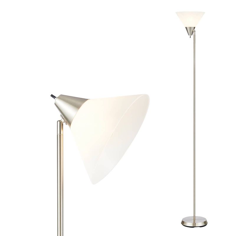 Minimalistische Stehleuchte, Schwenkbarer Kopf, Schalter, Büro-Stehlampe, Weiß, Metall, PVC_voghion.com