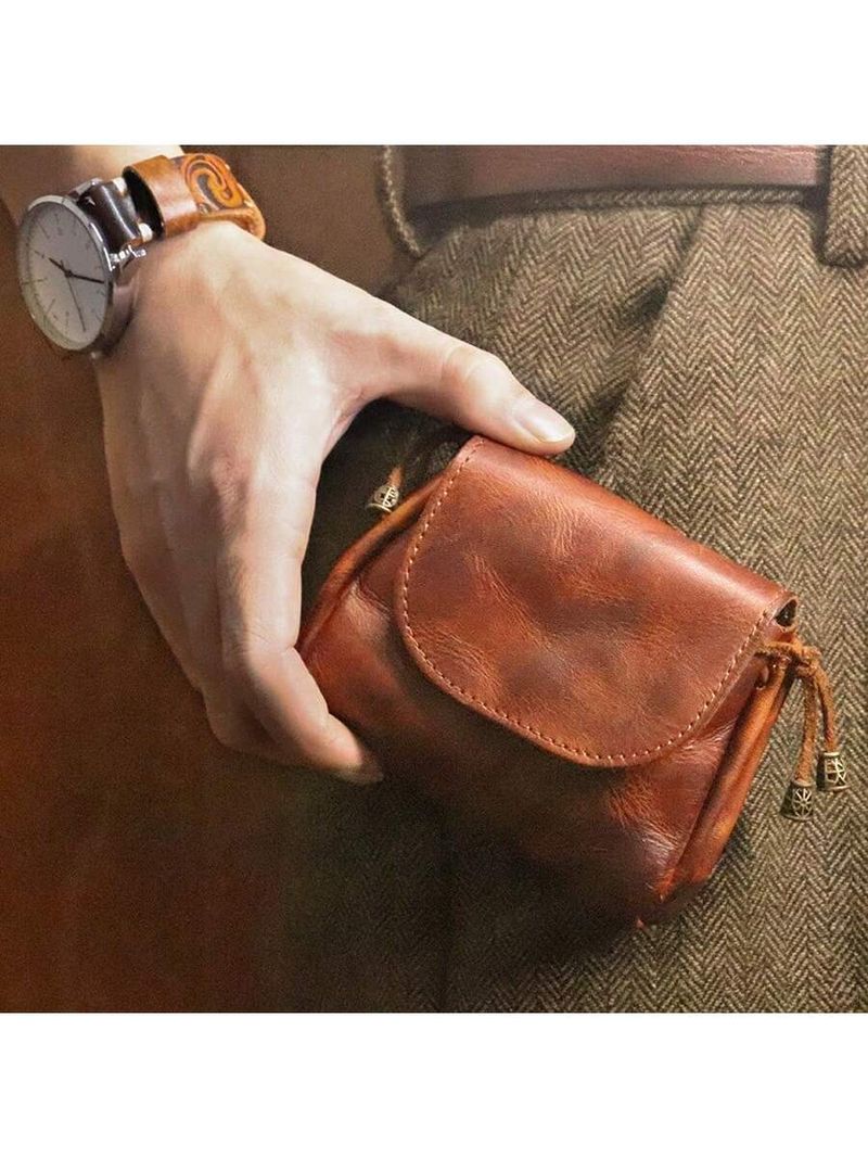 Leather Vintage Small Key Bag, Card Bag, Wallet, Small Storage Bag_voghion.com