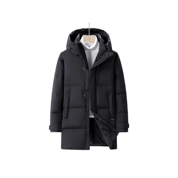 Piumino lungo oversize con cappuccio da uomo - Cappotto invernale leggero e caldo, impermeabile e lavabile in lavatrice, piumino d'anatra bianco con potere riempitivo 550_voghion.com
