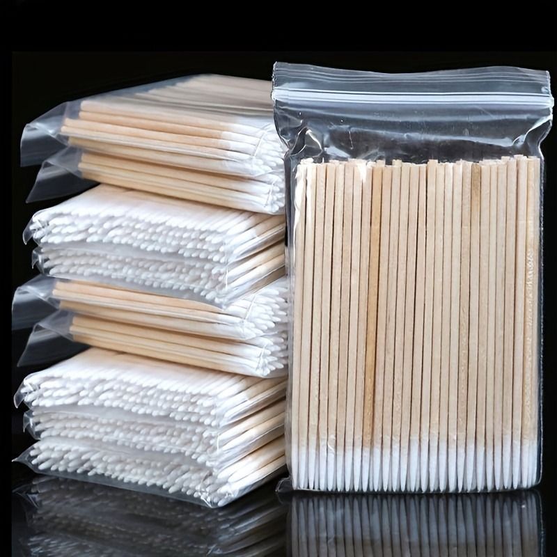 900/100/300pcs Disposable Wooden Micro Bud Swabs Lint Free Eyelash Extension Glue Removing Tools Makeup Mini Brush_voghion.com