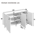 Buffet blanc moderne avec portes ondulées, 120 x 35 x 80 cm, design sans poignées, étagères réglables, meuble de rangement pour salon, couloir et salle à manger._voghion.com