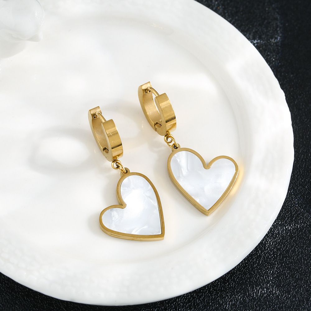 Minimalistische Ohrringe aus Titanstahl für Damen, Farbbeständigkeit für Muscheln im neuen Stil, große Liebe zu Edelstahl_voghion.com