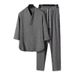 CT Sommer Plus Size Ice Silk Herren Dünnes T-Shirt im chinesischen Stil mit V-Ausschnitt und fünf Ärmeln sowie langen Hosen, lässiges Sport-Zweiteiler-Set_voghion.com