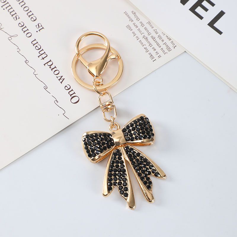 Diamond Bow Metal Car Keychain Simple Personality Style Key Ring Bag Pendant Accessories_voghion.com