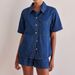 Casual Style 2025 Summer New Washed Solid Color Short Sleeve Shirt And Shorts Denim Set For Women_voghion.com