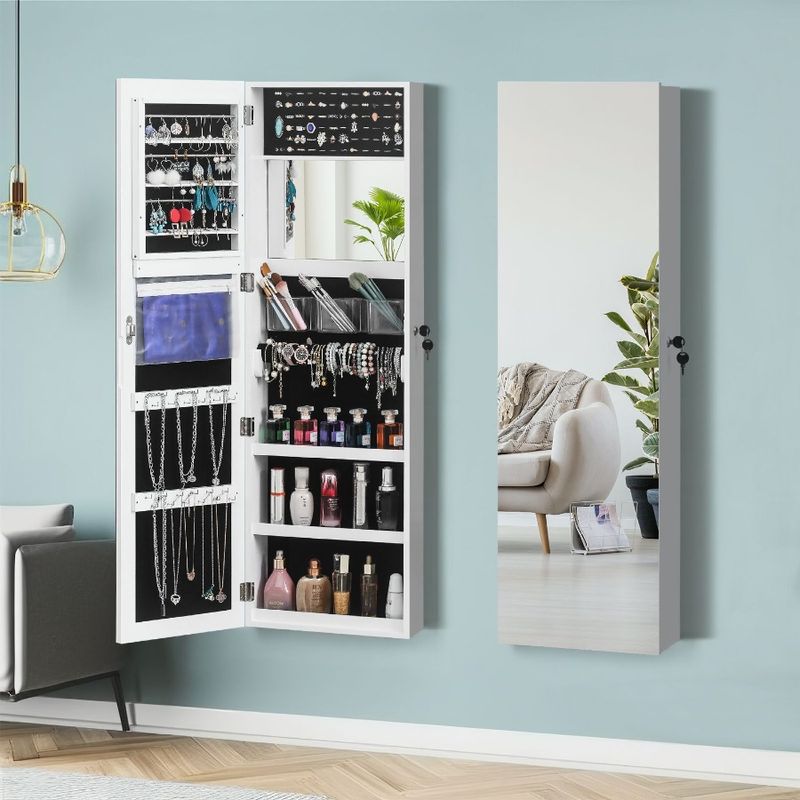 Storage PVC Mirror Grain Cabinet Wood Dration Mirror Retro Mirror Coating Dressing Whole Body White Jewelry_voghion.com
