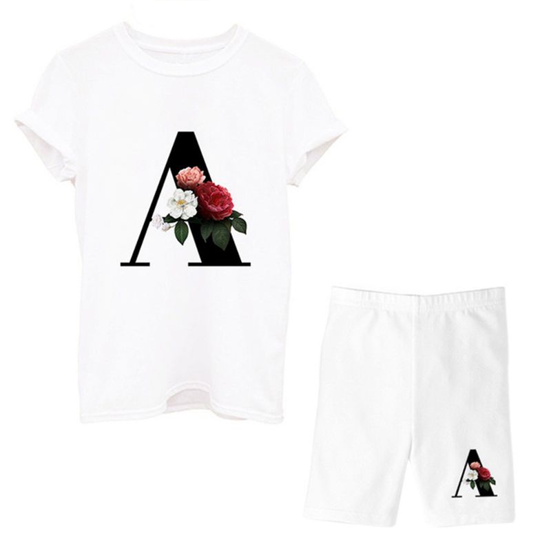 Women's T-shirt Short-sleeved Wide-leg High-waisted Shorts Two-piece LOGO Casual Suit_voghion.com