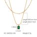 Collana di lusso con zirconi quadrati placcata in oro, collana con ciondolo con zirconi cubici bianchi/verdi, collana minimalista a strati_voghion.com