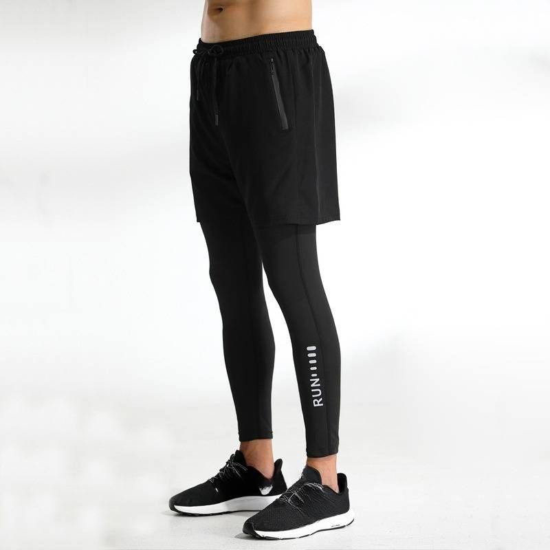Men's Clothing Men's Leggings Seven Point Two Piece Fitness Running Training Casual Stretch Quick Drying Trousers_voghion.com