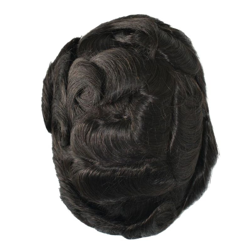 Peruka Bond dla mężczyzn 100% system wymiany włosów ludzkich Fine Mono HairPieces Naturalna linia włosów Prawdziwa męska peruka Off Black Color #1B_voghion.com