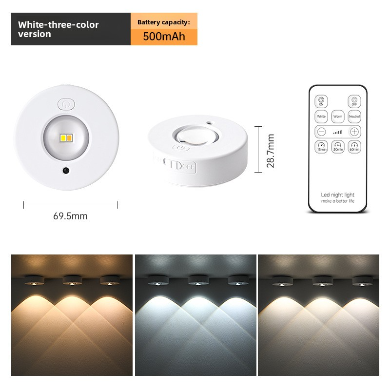 Magnetic LED Cabinet Light With Remote Control, RGB & 3-Color Options, Battery-Powered, ABS Material, Modern Design_voghion.com