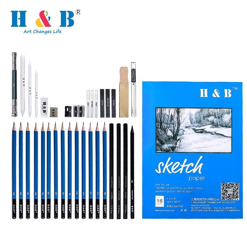 35-Piece Sketching Set With Wooden Pencils (5H-8B) For Adults - Professional Drawing & Art Supplies_voghion.com