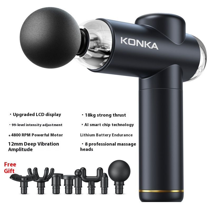 Pistola per massaggio dei tessuti profondi - Massaggiatore a percussione a 99 velocità con 8 accessori, schermo LCD e motore brushless silenzioso, rilassamento muscolare portatile_voghion.com