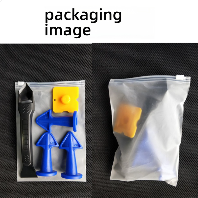 Professionele kitset met 5 stuks - Precisiespuitmond, schraper en wisser voor naadloze doe-het-zelfprojecten (zwart/blauw/geel)_voghion.com