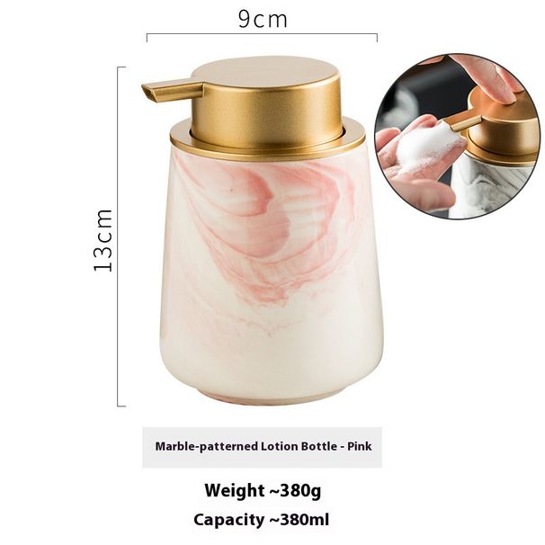 Ceramic Foam Dispenser Bottle – 380ml Elegant Hand Soap & Shampoo Pump For Home & Gifting (Gray/Pink Textured Design)_voghion.com