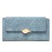 Purse female niche design retro simple long mobile phone bag frosted leaf women's purse 2023 new trend all-matching_voghion.com