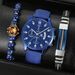 Men's Watch Set Fashion Sports Personality Hot Style Belt With Diamond Men's Quartz Watch Beaded Bracelet 2 Piece Set_voghion.com