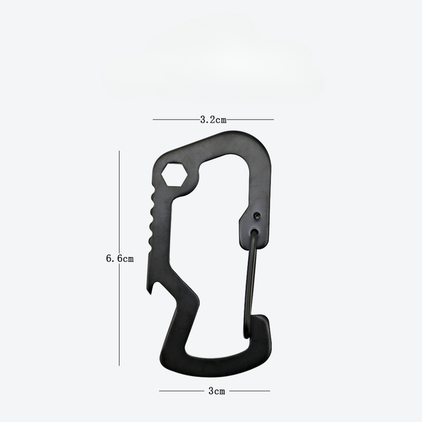 Mosquetão abridor de garrafas de aço inoxidável com fivela em formato de D multifuncional para exteriores, pequeno tubarão EDC, chaveiro antiqueda_voghion.com